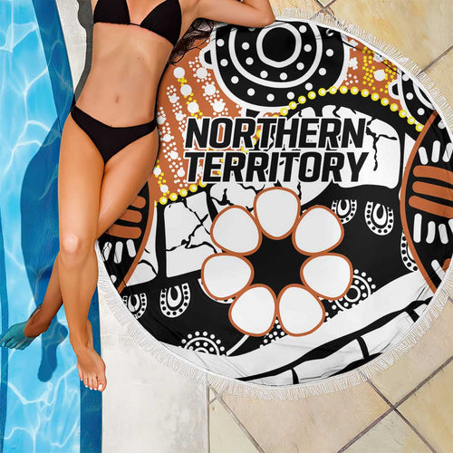 Australian Northern Territory Beach Blanket Aboriginal with Sturt's Desert Rose