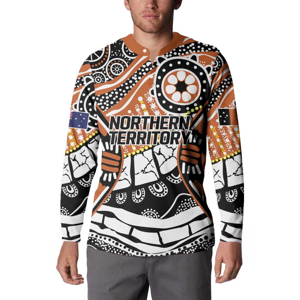 Australian Northern Territory Button Sweatshirt Aboriginal with Sturt's Desert Rose