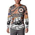 Australian Northern Territory Button Sweatshirt Aboriginal with Sturt's Desert Rose