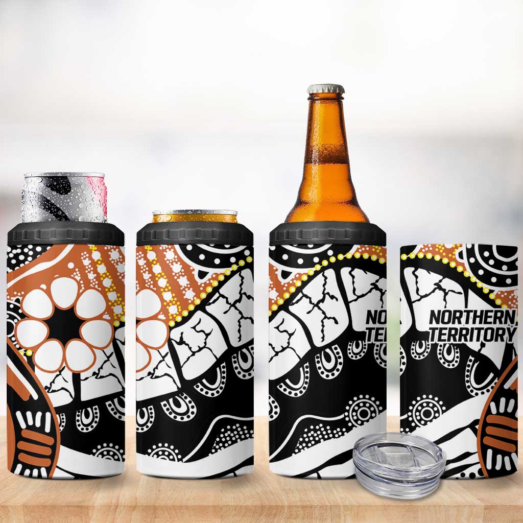 Australian Northern Territory 4 in 1 Can Cooler Tumbler Aboriginal with Sturt's Desert Rose