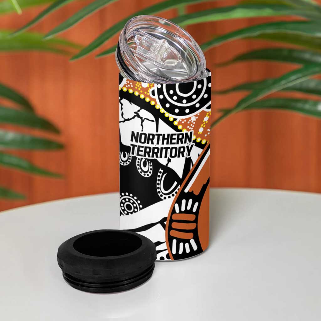 Australian Northern Territory 4 in 1 Can Cooler Tumbler Aboriginal with Sturt's Desert Rose