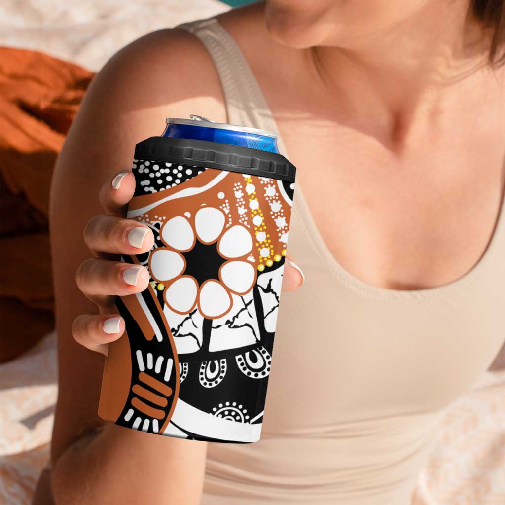 Australian Northern Territory 4 in 1 Can Cooler Tumbler Aboriginal with Sturt's Desert Rose