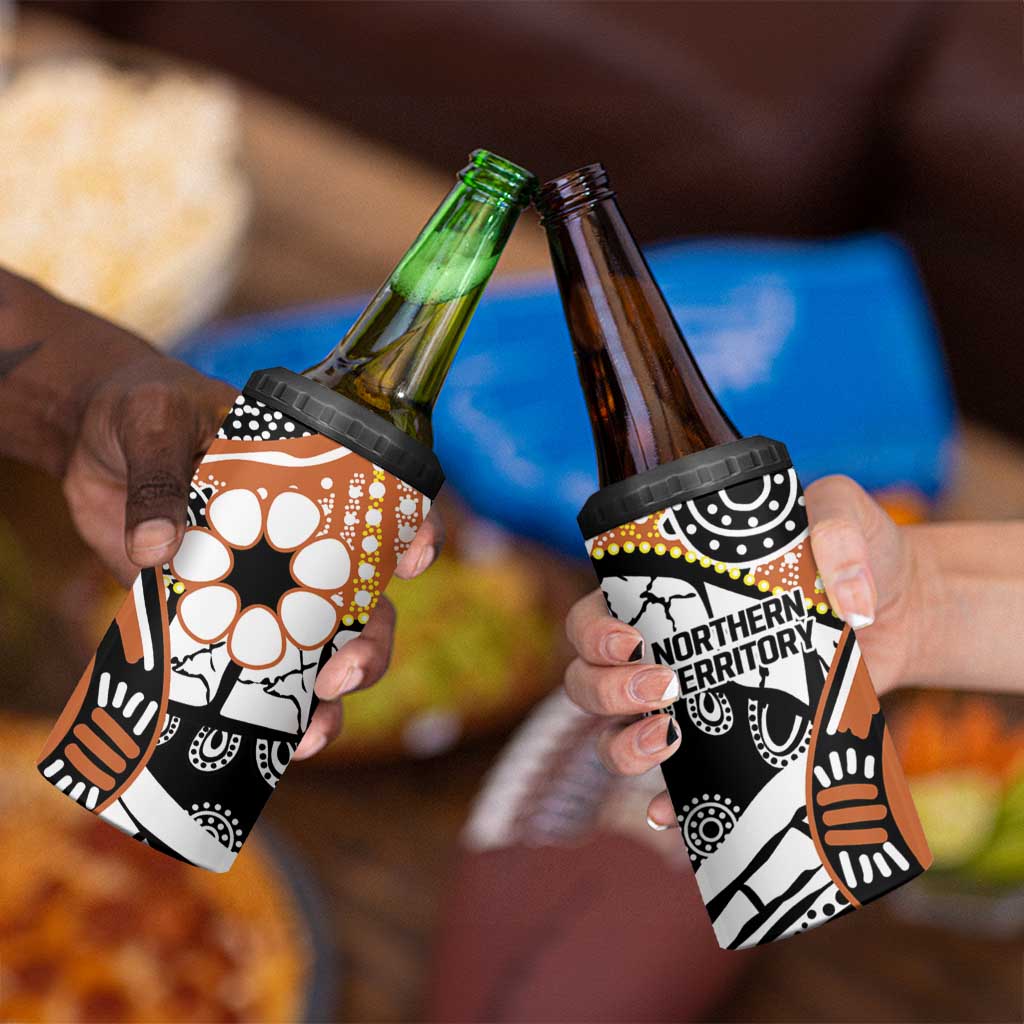 Australian Northern Territory 4 in 1 Can Cooler Tumbler Aboriginal with Sturt's Desert Rose