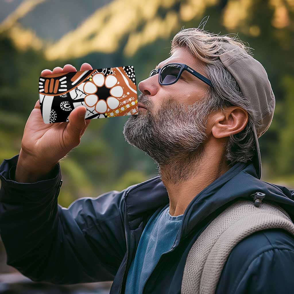 Australian Northern Territory 4 in 1 Can Cooler Tumbler Aboriginal with Sturt's Desert Rose