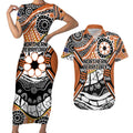 Australian Northern Territory Couples Matching Short Sleeve Bodycon Dress and Hawaiian Shirt Aboriginal with Sturt's Desert Rose