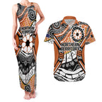 Australian Northern Territory Couples Matching Tank Maxi Dress and Hawaiian Shirt Aboriginal with Sturt's Desert Rose