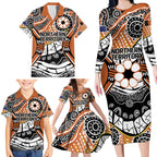 Australian Northern Territory Family Matching Long Sleeve Bodycon Dress and Hawaiian Shirt Aboriginal with Sturt's Desert Rose