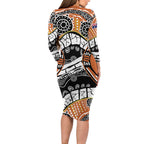 Australian Northern Territory Family Matching Long Sleeve Bodycon Dress and Hawaiian Shirt Aboriginal with Sturt's Desert Rose