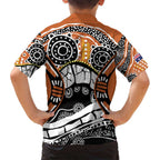 Australian Northern Territory Family Matching Off Shoulder Maxi Dress and Hawaiian Shirt Aboriginal with Sturt's Desert Rose