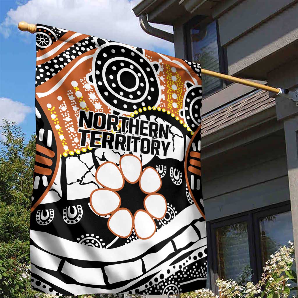 Australian Northern Territory Garden Flag Aboriginal with Sturt's Desert Rose