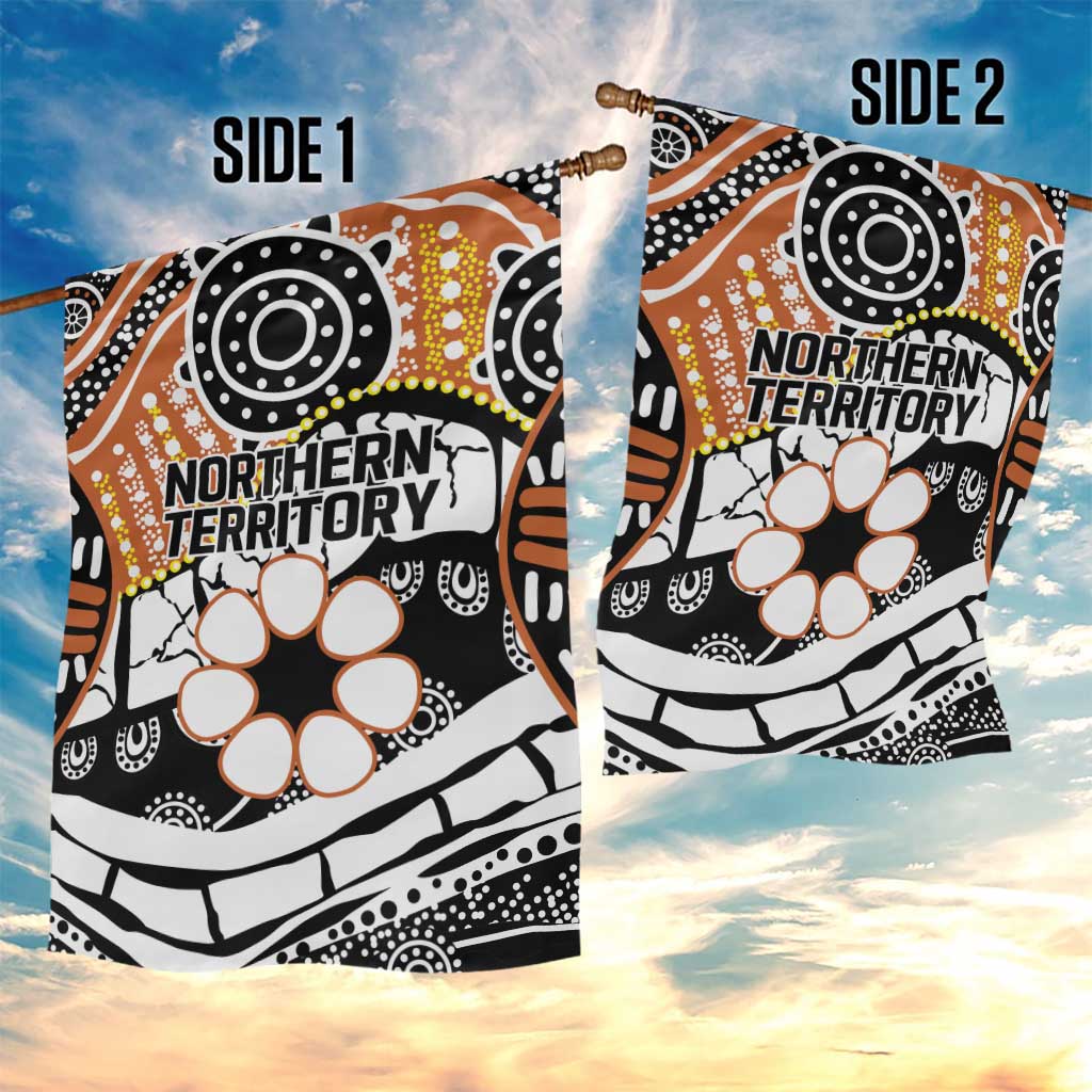 Australian Northern Territory Garden Flag Aboriginal with Sturt's Desert Rose