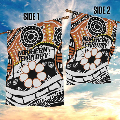 Australian Northern Territory Garden Flag Aboriginal with Sturt's Desert Rose