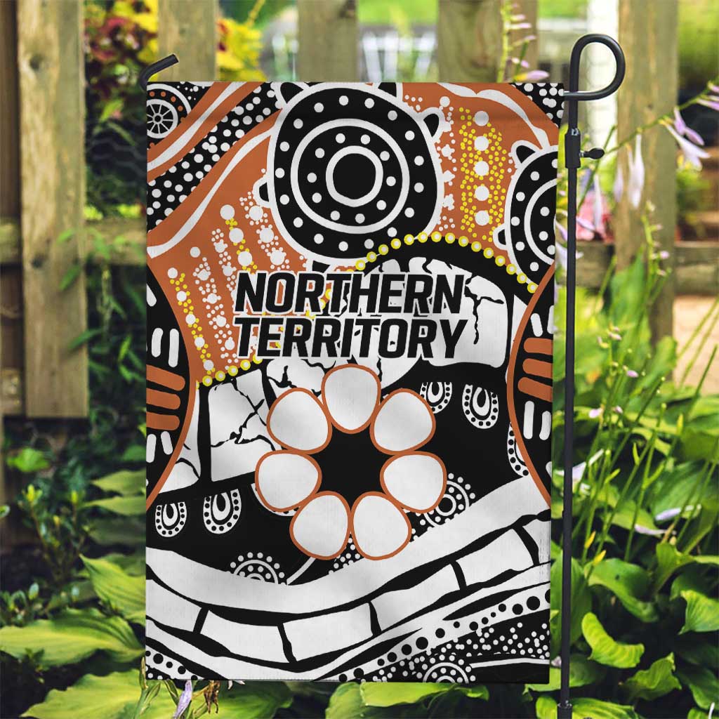 Australian Northern Territory Garden Flag Aboriginal with Sturt's Desert Rose