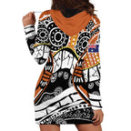 Australian Northern Territory Hoodie Dress Aboriginal with Sturt's Desert Rose