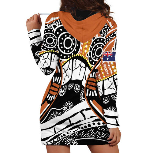 Australian Northern Territory Hoodie Dress Aboriginal with Sturt's Desert Rose