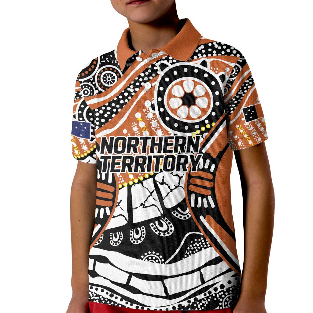 Australian Northern Territory Kid Polo Shirt Aboriginal with Sturt's Desert Rose