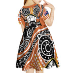 Australian Northern Territory Kid Short Sleeve Dress Aboriginal with Sturt's Desert Rose