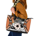 Australian Northern Territory Leather Tote Bag Aboriginal with Sturt's Desert Rose