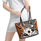 Australian Northern Territory Leather Tote Bag Aboriginal with Sturt's Desert Rose