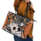 Australian Northern Territory Leather Tote Bag Aboriginal with Sturt's Desert Rose