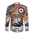 Australian Northern Territory Long Sleeve Button Shirt Aboriginal with Sturt's Desert Rose