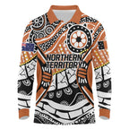 Australian Northern Territory Long Sleeve Polo Shirt Aboriginal with Sturt's Desert Rose
