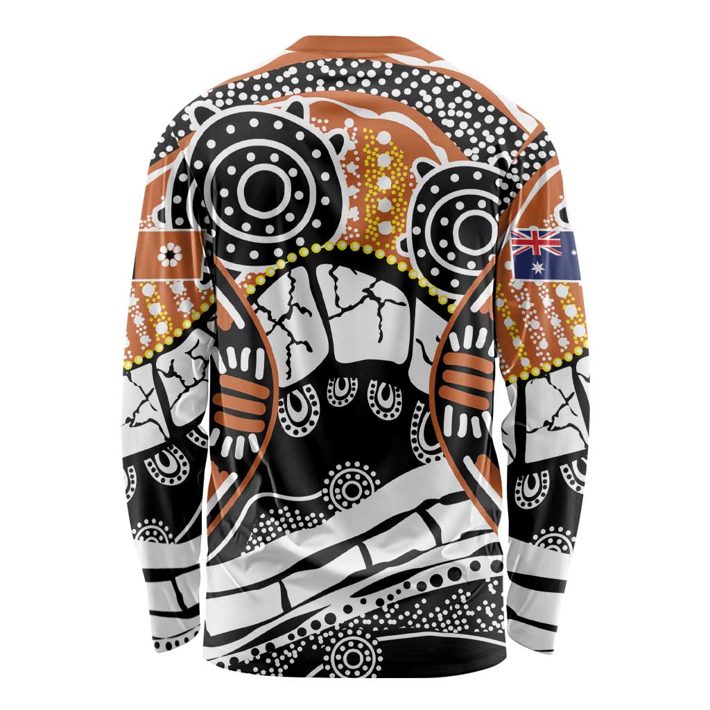 Australian Northern Territory Long Sleeve Shirt Aboriginal with Sturt's Desert Rose