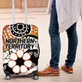 Australian Northern Territory Luggage Cover Aboriginal with Sturt's Desert Rose