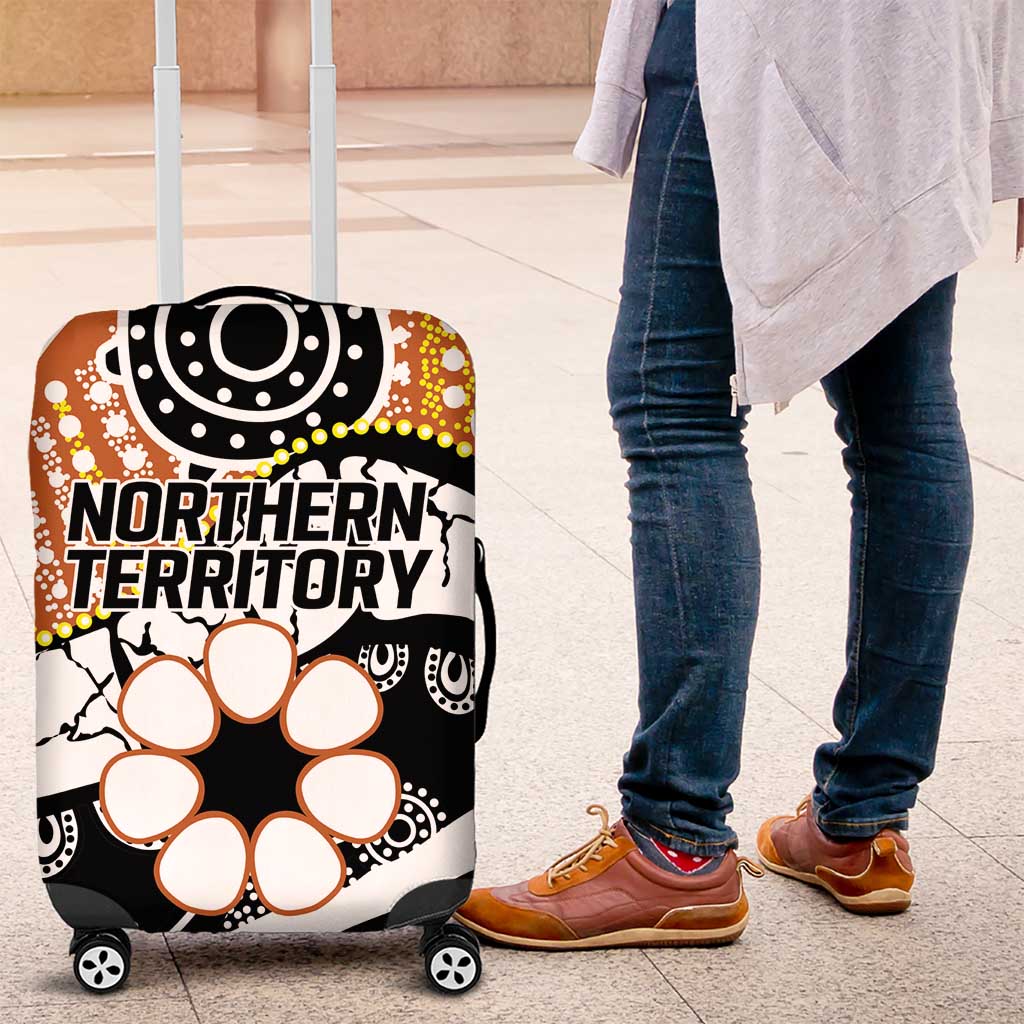 Australian Northern Territory Luggage Cover Aboriginal with Sturt's Desert Rose