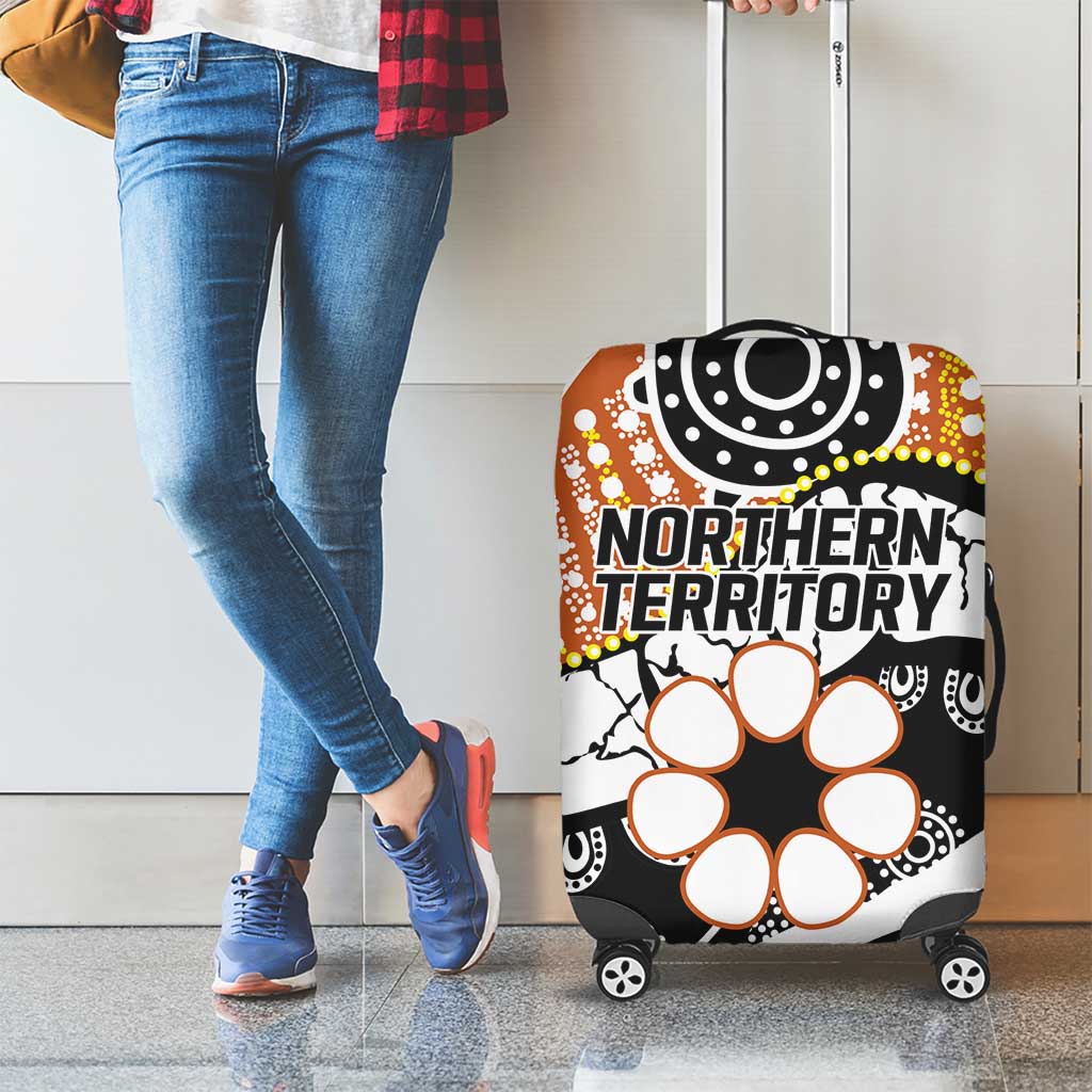 Australian Northern Territory Luggage Cover Aboriginal with Sturt's Desert Rose