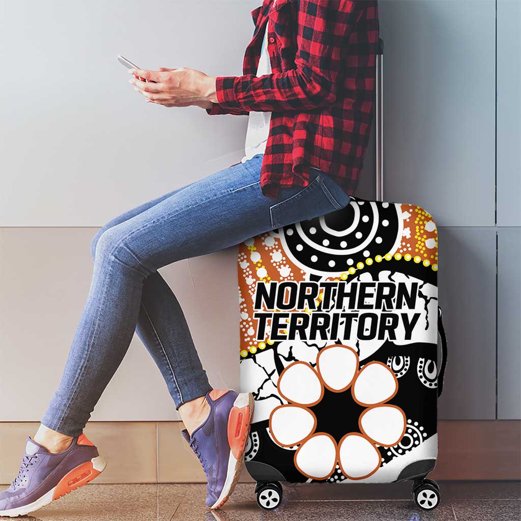Australian Northern Territory Luggage Cover Aboriginal with Sturt's Desert Rose
