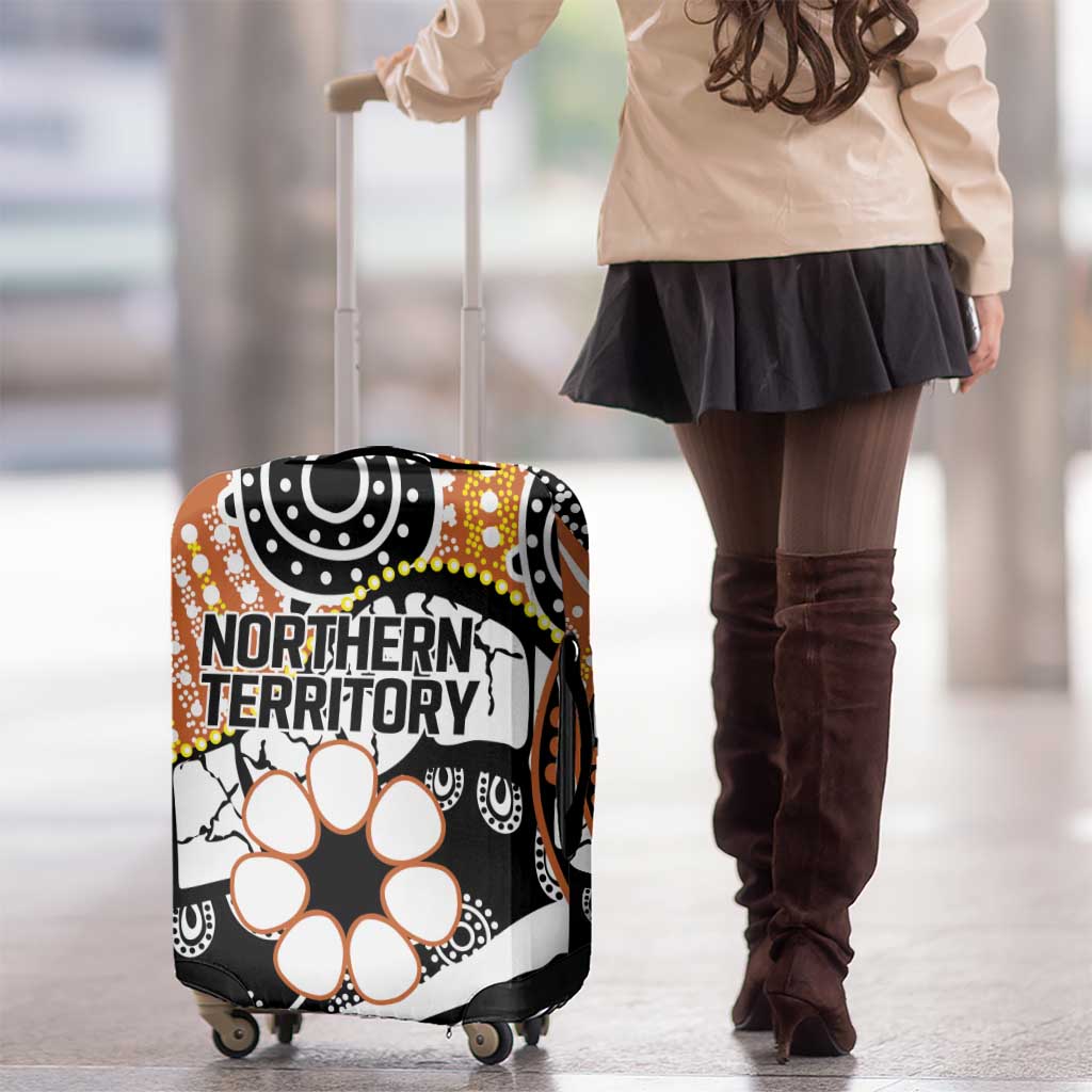 Australian Northern Territory Luggage Cover Aboriginal with Sturt's Desert Rose