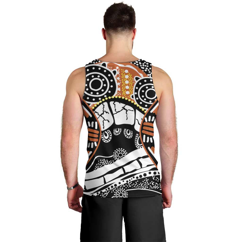 Australian Northern Territory Men Tank Top Aboriginal with Sturt's Desert Rose