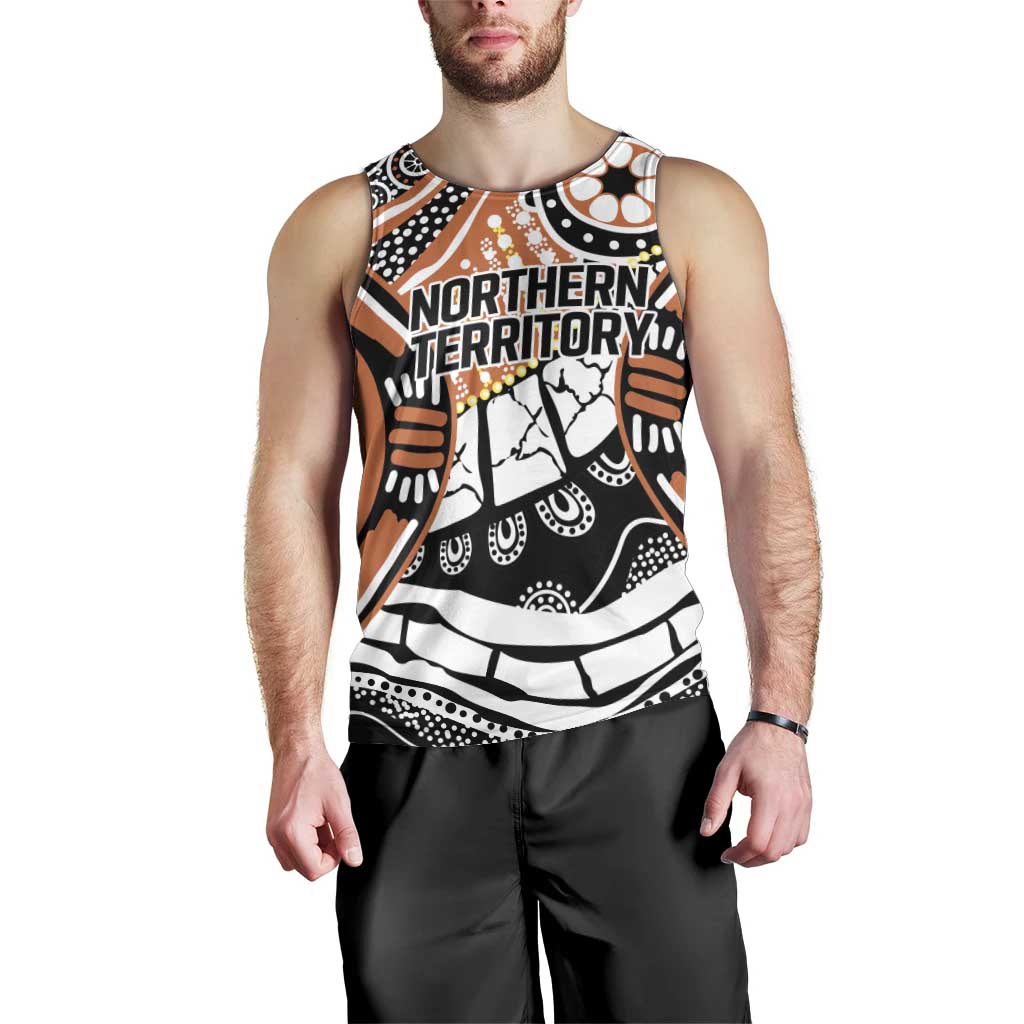 Australian Northern Territory Men Tank Top Aboriginal with Sturt's Desert Rose