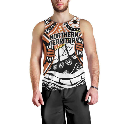 Australian Northern Territory Men Tank Top Aboriginal with Sturt's Desert Rose