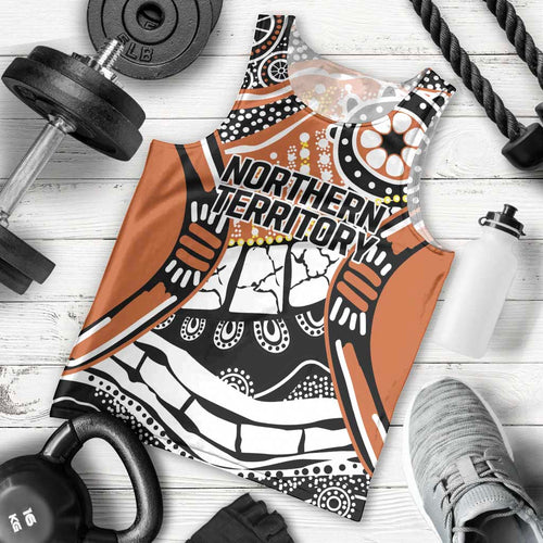Australian Northern Territory Men Tank Top Aboriginal with Sturt's Desert Rose
