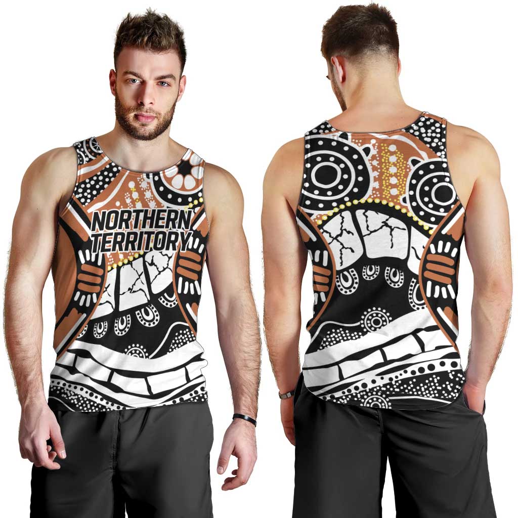 Australian Northern Territory Men Tank Top Aboriginal with Sturt's Desert Rose
