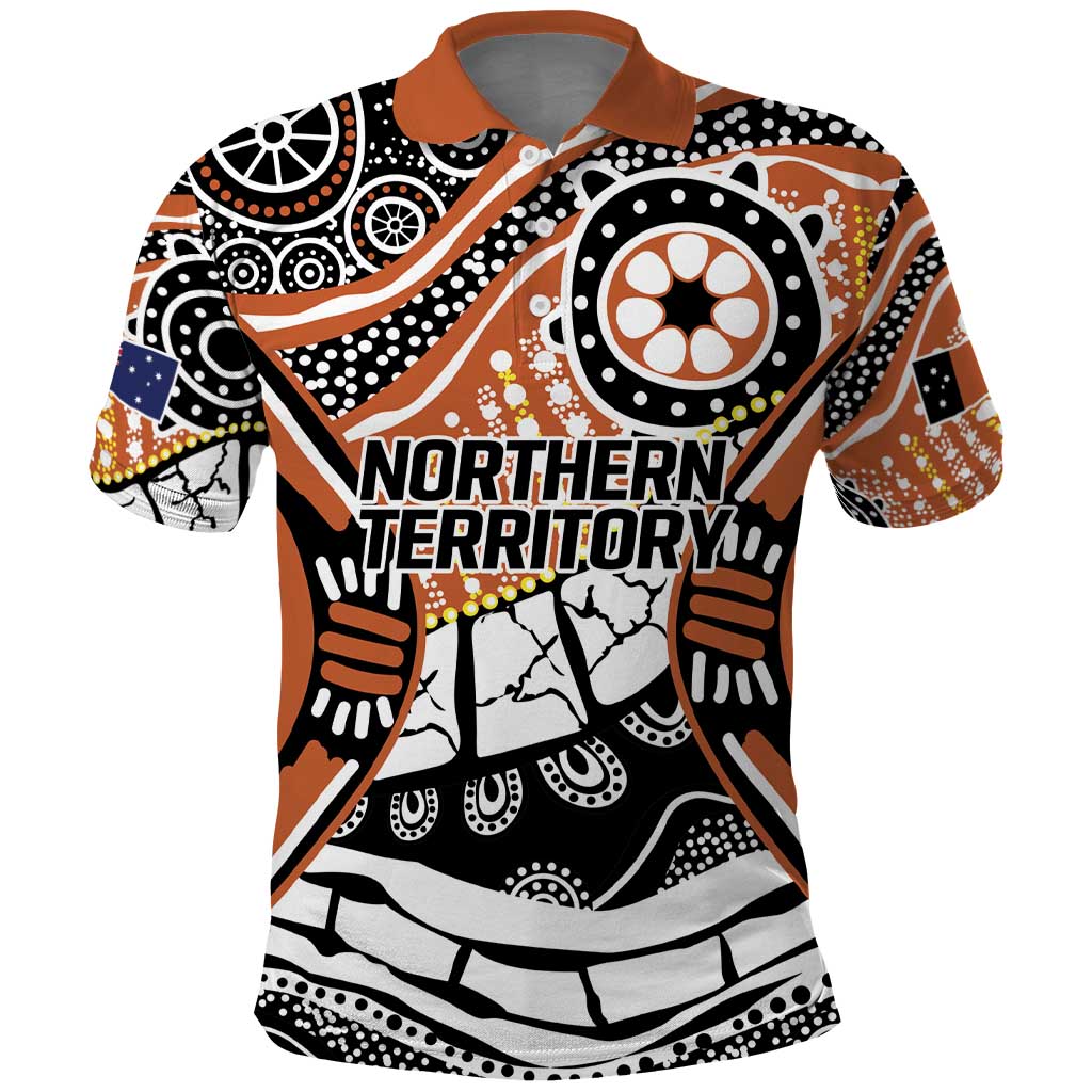 Australian Northern Territory Polo Shirt Aboriginal with Sturt's Desert Rose