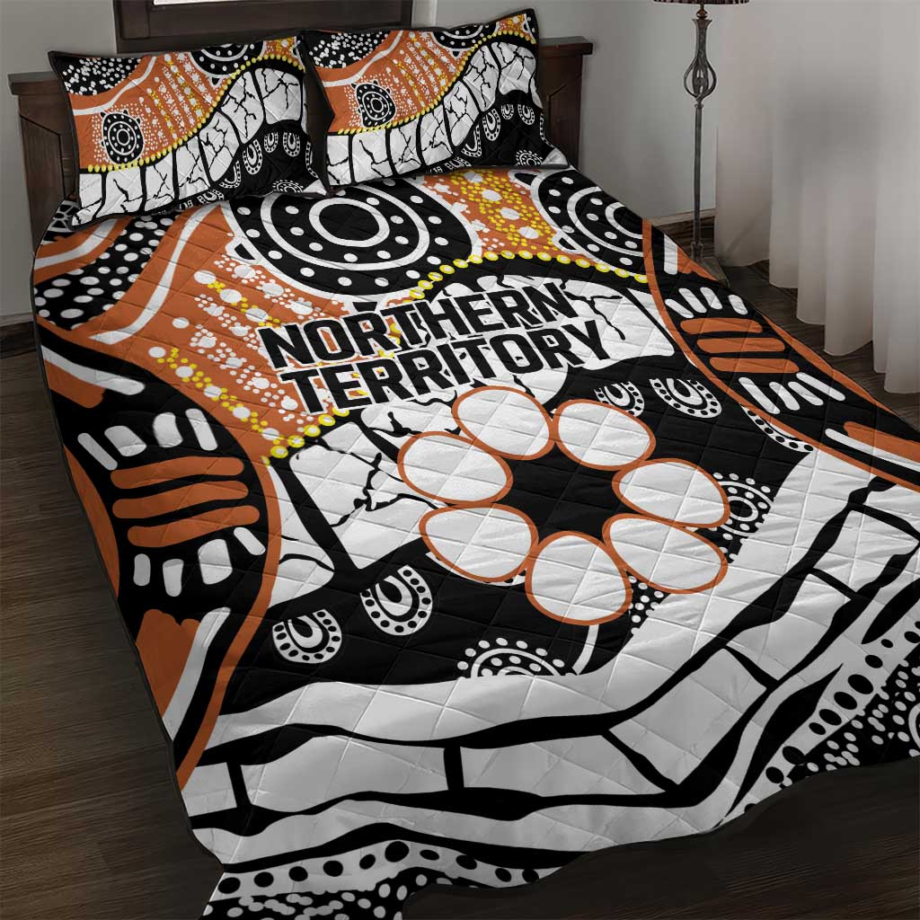 Australian Northern Territory Quilt Bed Set Aboriginal with Sturt's Desert Rose