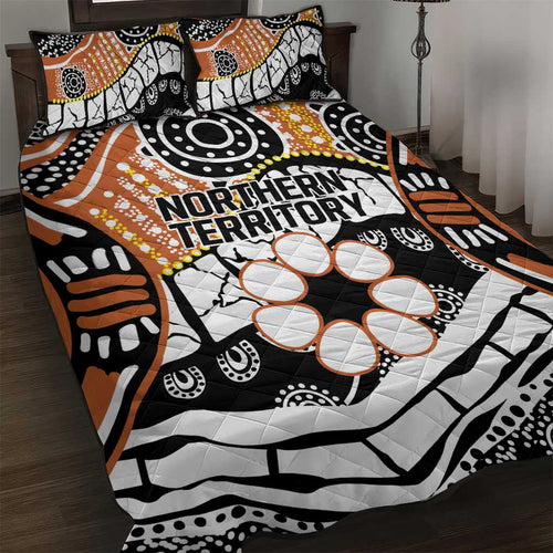 Australian Northern Territory Quilt Bed Set Aboriginal with Sturt's Desert Rose