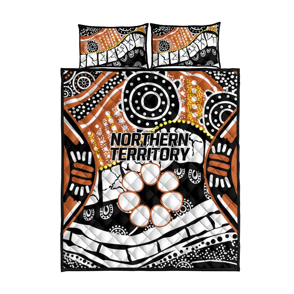 Australian Northern Territory Quilt Bed Set Aboriginal with Sturt's Desert Rose