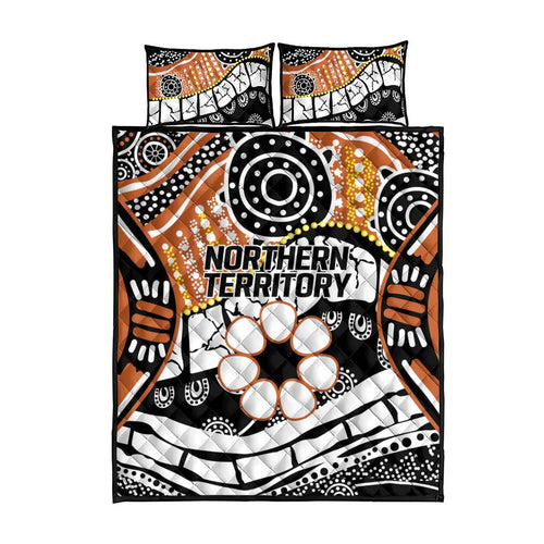 Australian Northern Territory Quilt Bed Set Aboriginal with Sturt's Desert Rose