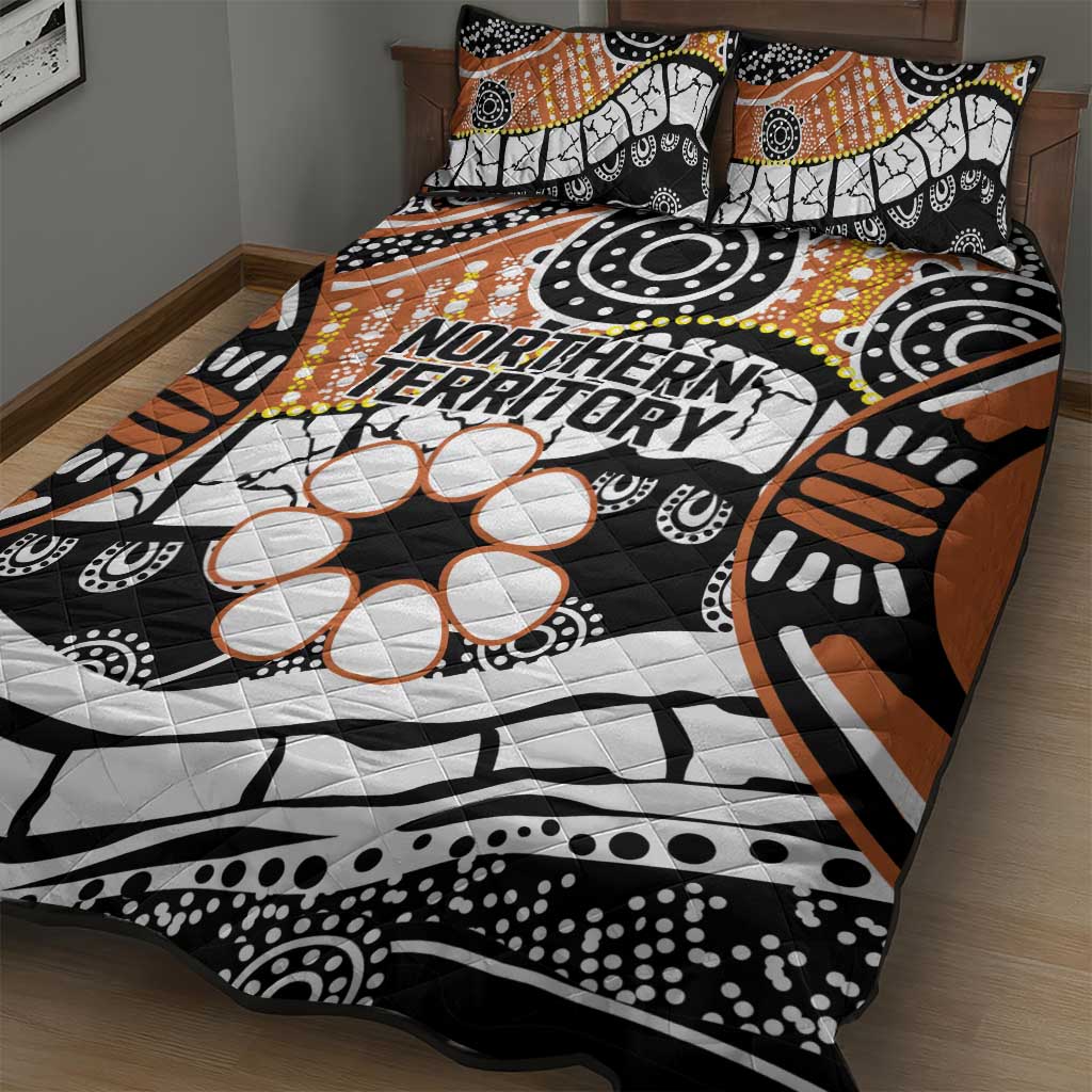 Australian Northern Territory Quilt Bed Set Aboriginal with Sturt's Desert Rose