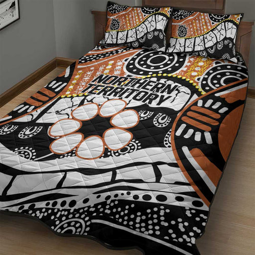Australian Northern Territory Quilt Bed Set Aboriginal with Sturt's Desert Rose
