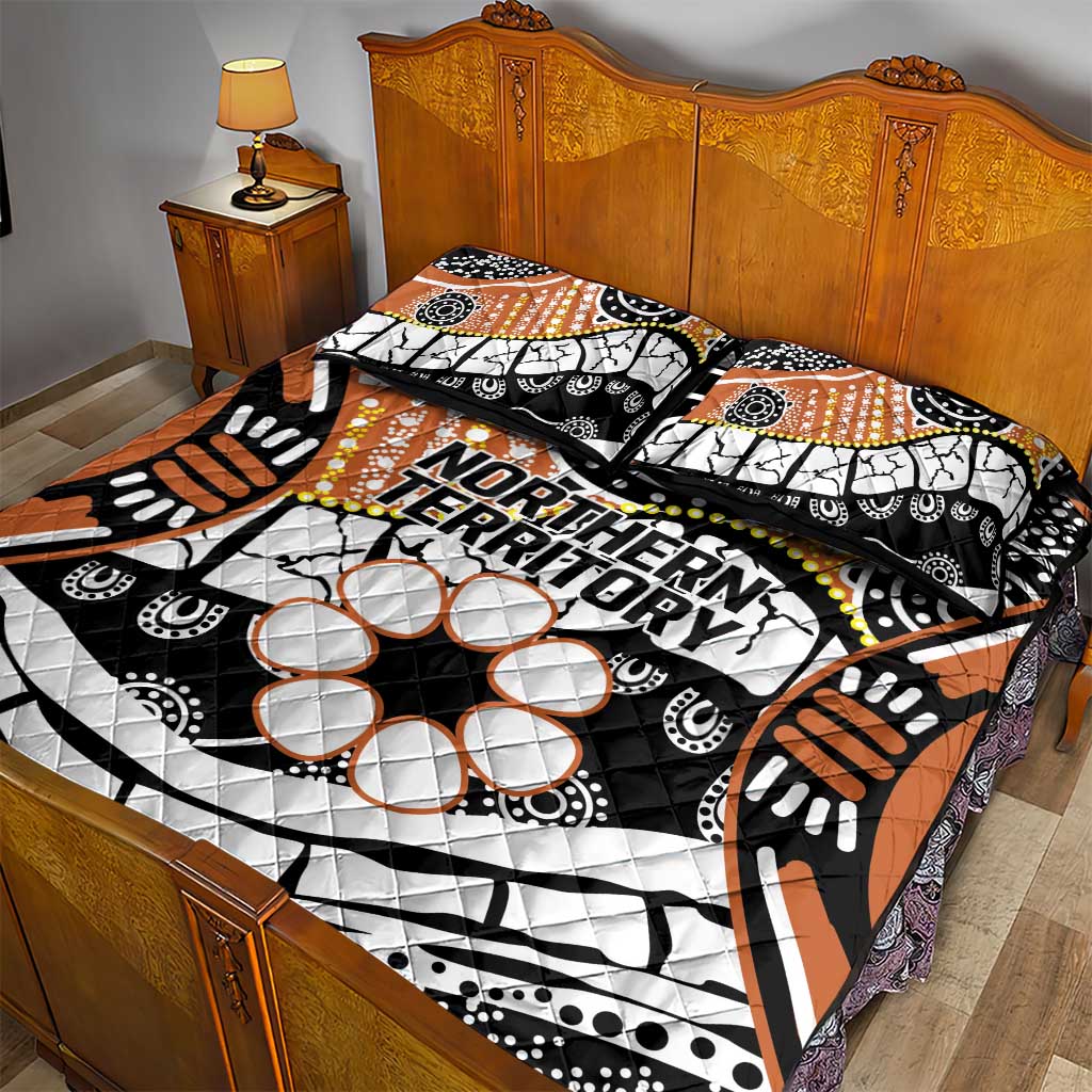 Australian Northern Territory Quilt Bed Set Aboriginal with Sturt's Desert Rose