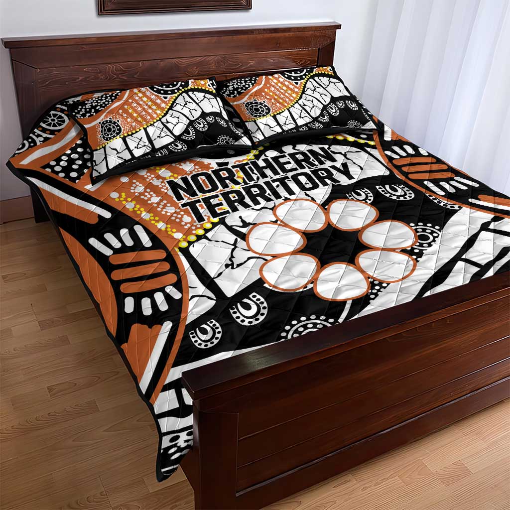 Australian Northern Territory Quilt Bed Set Aboriginal with Sturt's Desert Rose