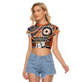 Australian Northern Territory Raglan Cropped T Shirt Aboriginal with Sturt's Desert Rose