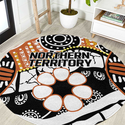 Australian Northern Territory Round Carpet Aboriginal with Sturt's Desert Rose