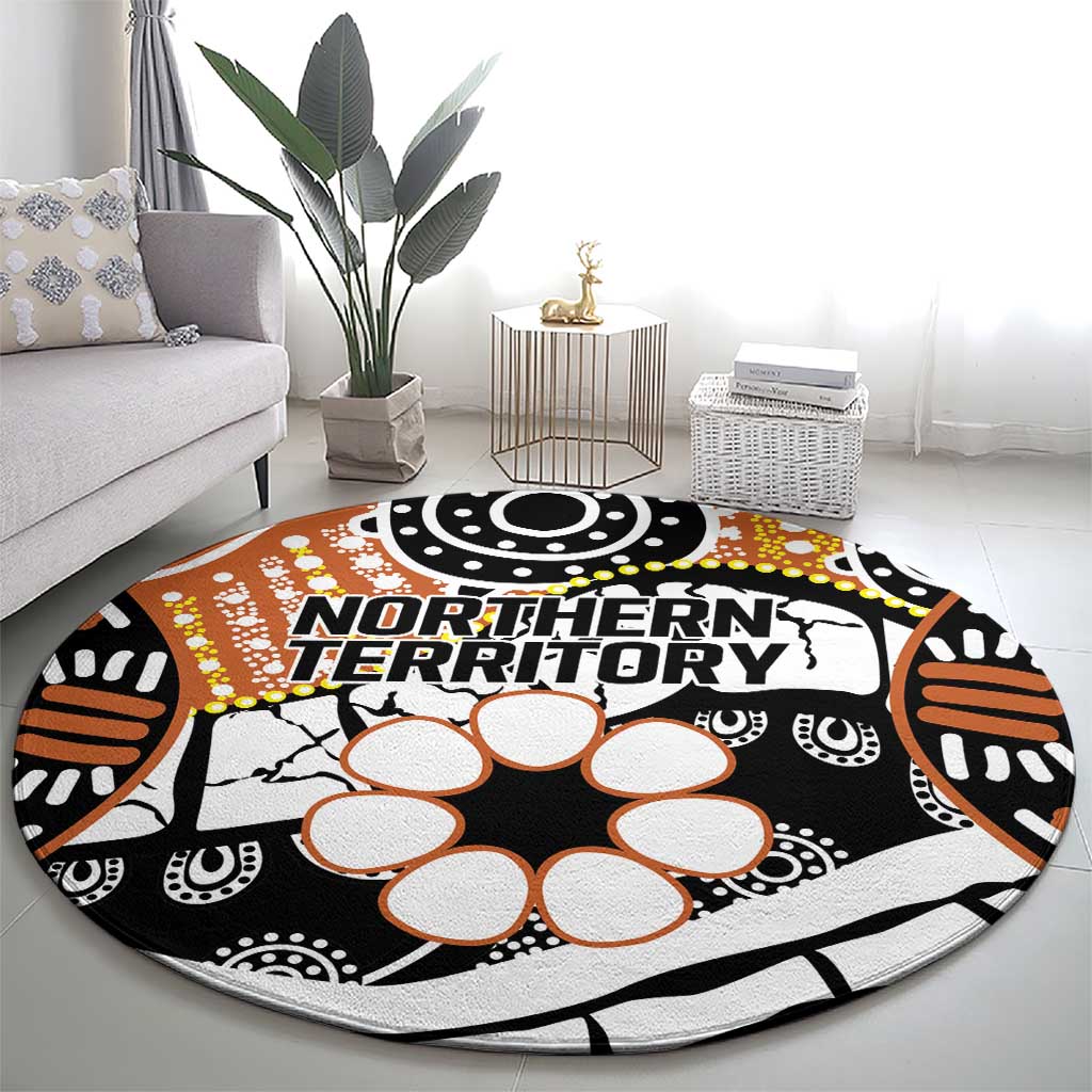 Australian Northern Territory Round Carpet Aboriginal with Sturt's Desert Rose