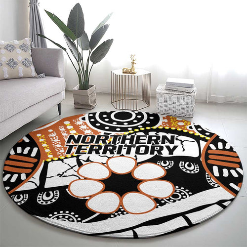 Australian Northern Territory Round Carpet Aboriginal with Sturt's Desert Rose